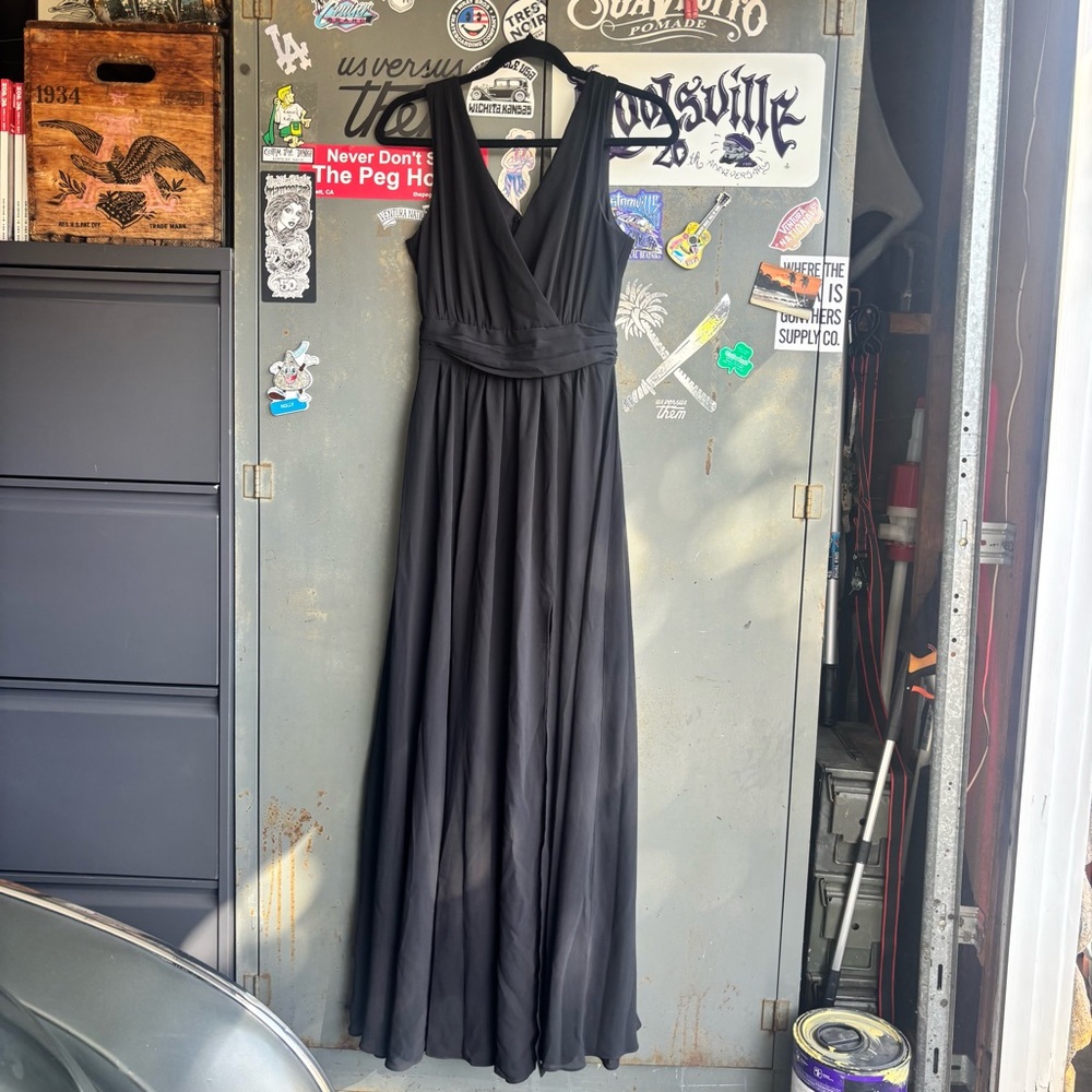Elegant Black Evening Gown- Lulus - Thoughts of Hue black Surplice Maxi Dress -